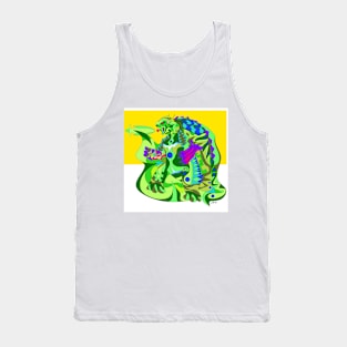 tortoise gamera beast kaiju in ecopop mexican patterns art Tank Top